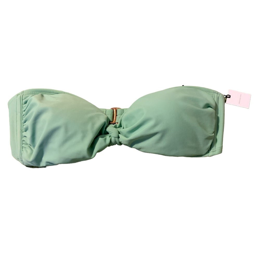 NWT Shade & Shore Strapless Removable Pads Gold Clasp Back Swim Top - Size Large